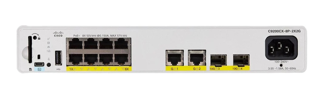 Cisco C9200CX-8P-2X2G-A Catalyst 9200CX 8-port 1G, 2x10G and 2x1G, PoE+, Network Advantage