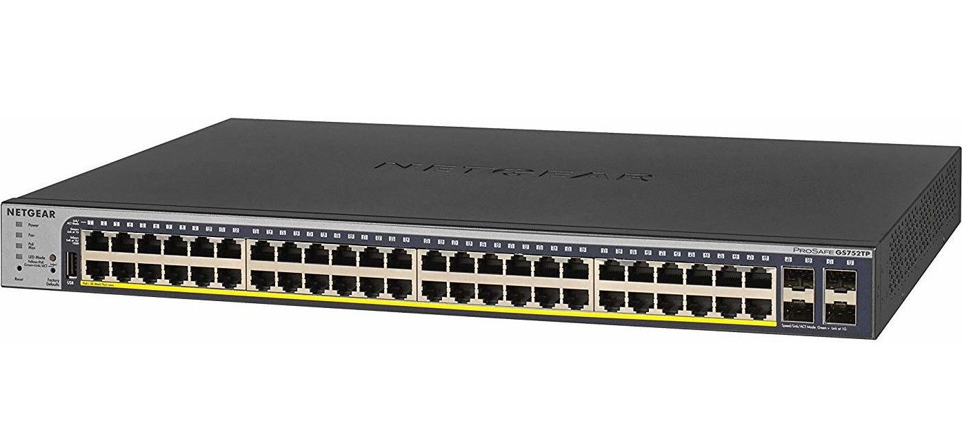 NETGEAR GS752TP, 48-Port Gigabit POE+ 384W + 4 x SFP Ports Uplink, Smart Manage Switch