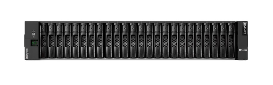 Lenovo ThinkSystem DE4000H FC Hybrid Flash Array SFF (64 GB cache, 4x 16 Gb FC base ports [no SFPs], 8x 16 Gb FC HIC ports [no SFPs])
