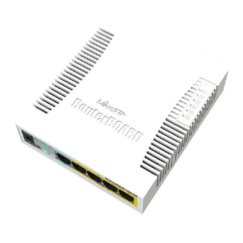 Mikrotik Rb260gsp-CSS106-1G-4P-1S 5x Gigabit PoE out Ethernet Smart Switch, SFP cage, plastic case, SwOS