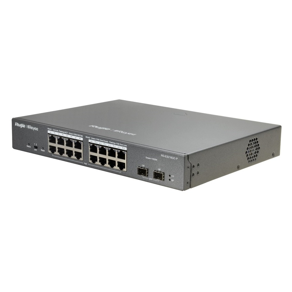 Reyee RG-ES218GC-P, 16 Port Giga POE+ 240W with 2 SFP Port, Smart Cloud Managed Switch