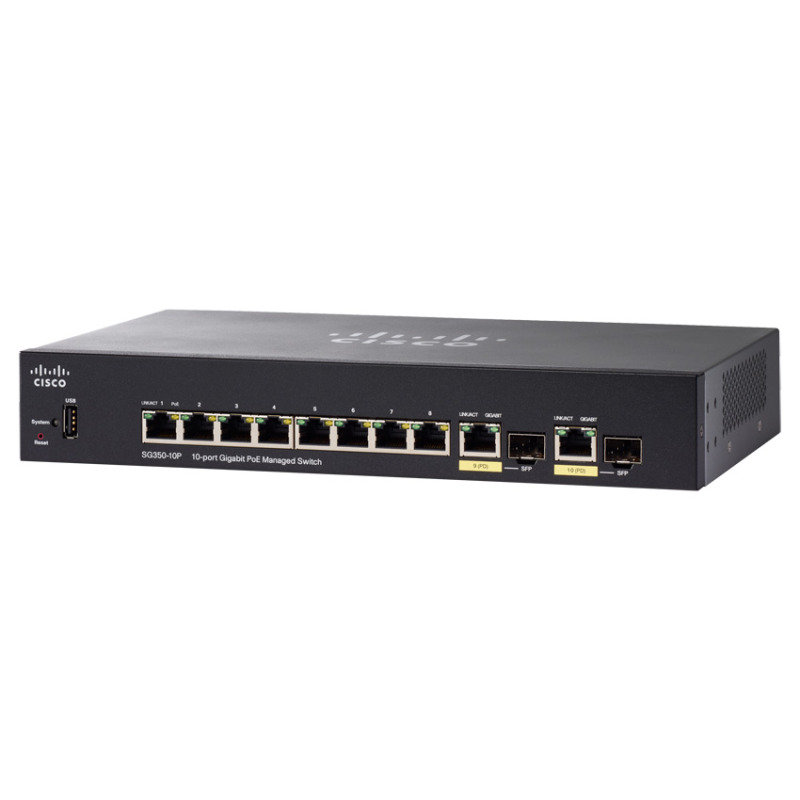Cisco SG350-10P 10-port Gigabit POE Managed Switch 