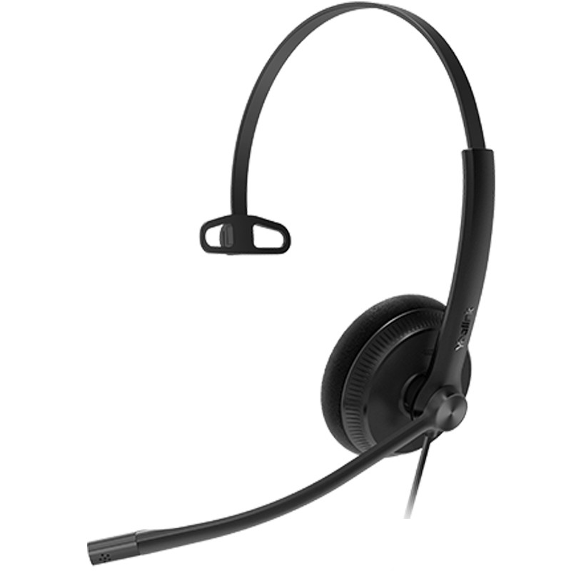 RJ-9 Mono wired headset with leather ear cushions
