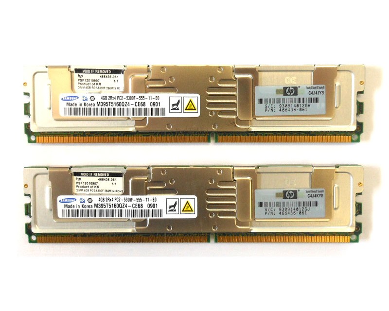 HP 8GB Fully Buffered DIMM PC2-­‐5300 2x4GB DDR2 Memory Kit