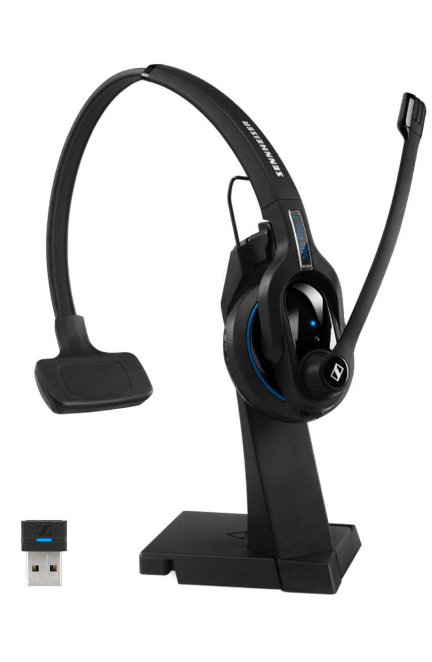 MB Pro 1 UC ML High End Bluetooth Mobile Business headset with charging stand and small dongle for UC with MS Lync