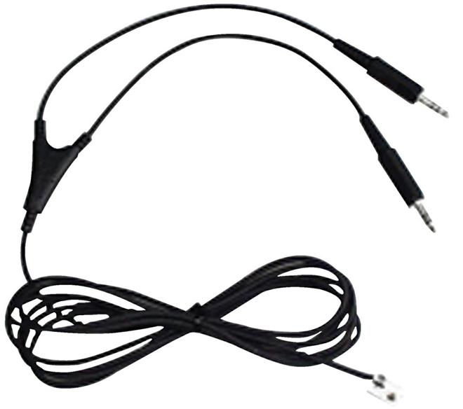 PC cord, mod plug to 2x3.5mm 2m straight - 4P plug/3.5 jack