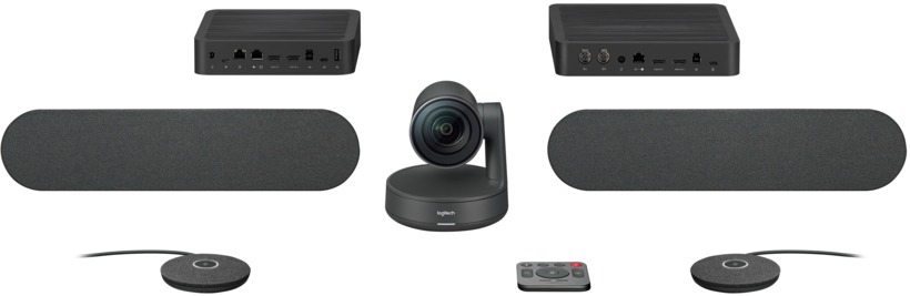 Logitech 960-001242 Rally Plus Ultra-HD Video Conferencing Kit, With 2 x Rally Speakers, 2 x Microphone for larg conference rooms