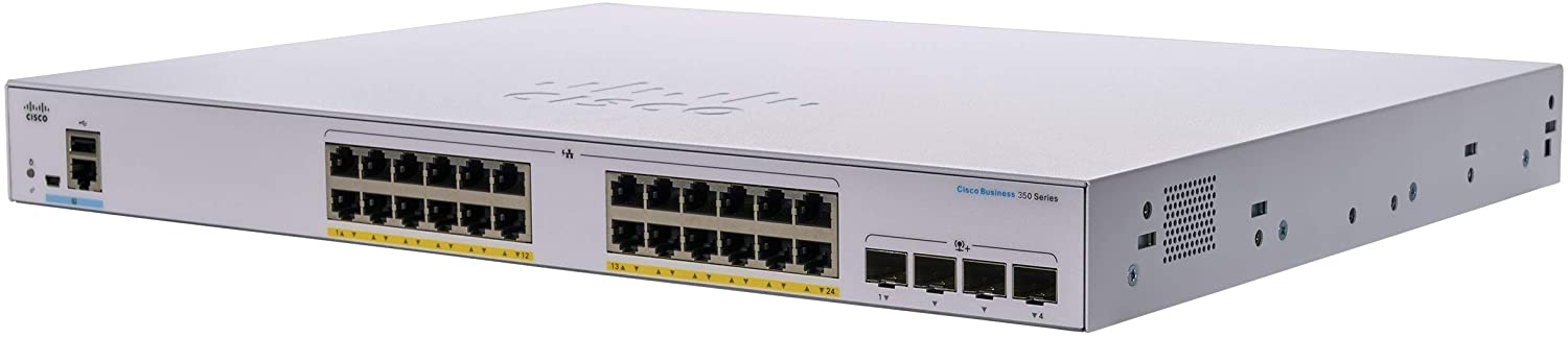 Cisco CBS350 24 ports Gigabit PoE+ 370W with 4 ports 10 Gigabit SFP+