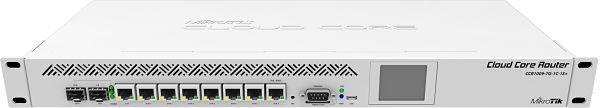 Mikrotik CCR1009-7G-1C-1s+ 1U rackmount, 7x Gigabit Ethernet, 1x Combo port (SFP or Gigabit Ethernet), 1xSFP+ cage, 9 cores x 1.2GHz CPU