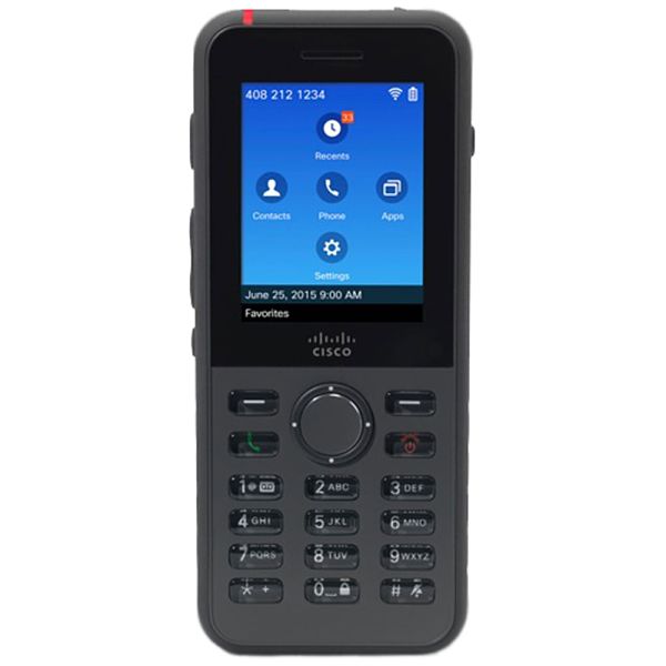 Cisco Wireless IP Phone 8821, battery, power cord, power adapter and clip