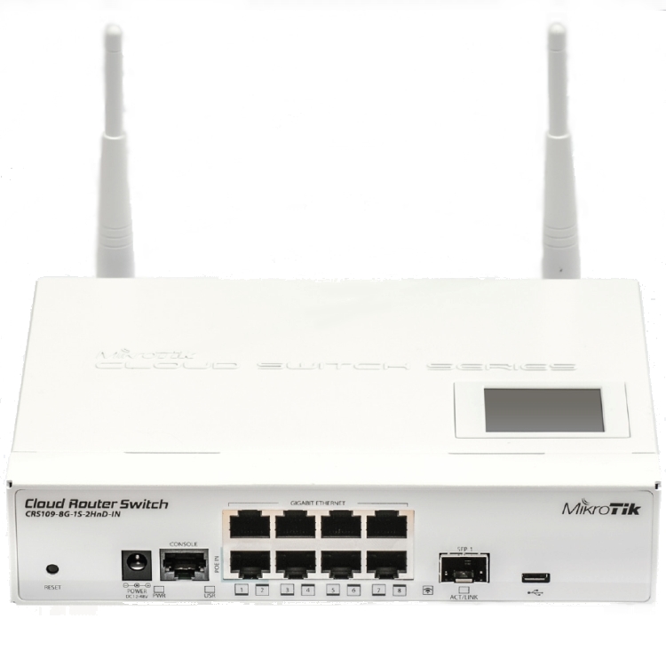 8x Gigabit Smart Switch, 1x SFP cage, LCD, 802.11b/g/n Dual Chain wireless, 600MHz CPU, 128MB RAM,