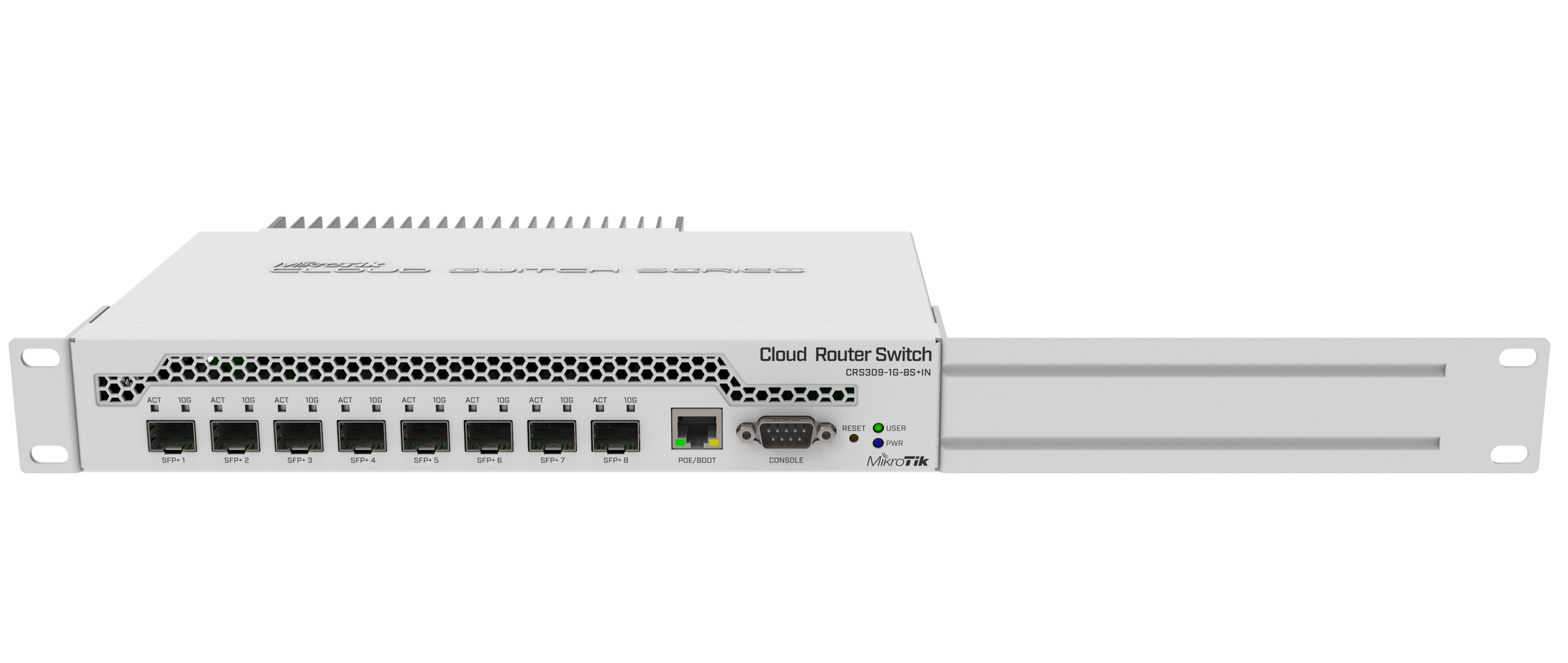 Desktop switch with one Gigabit Ethernet port and eight SFP+ 10Gbps ports