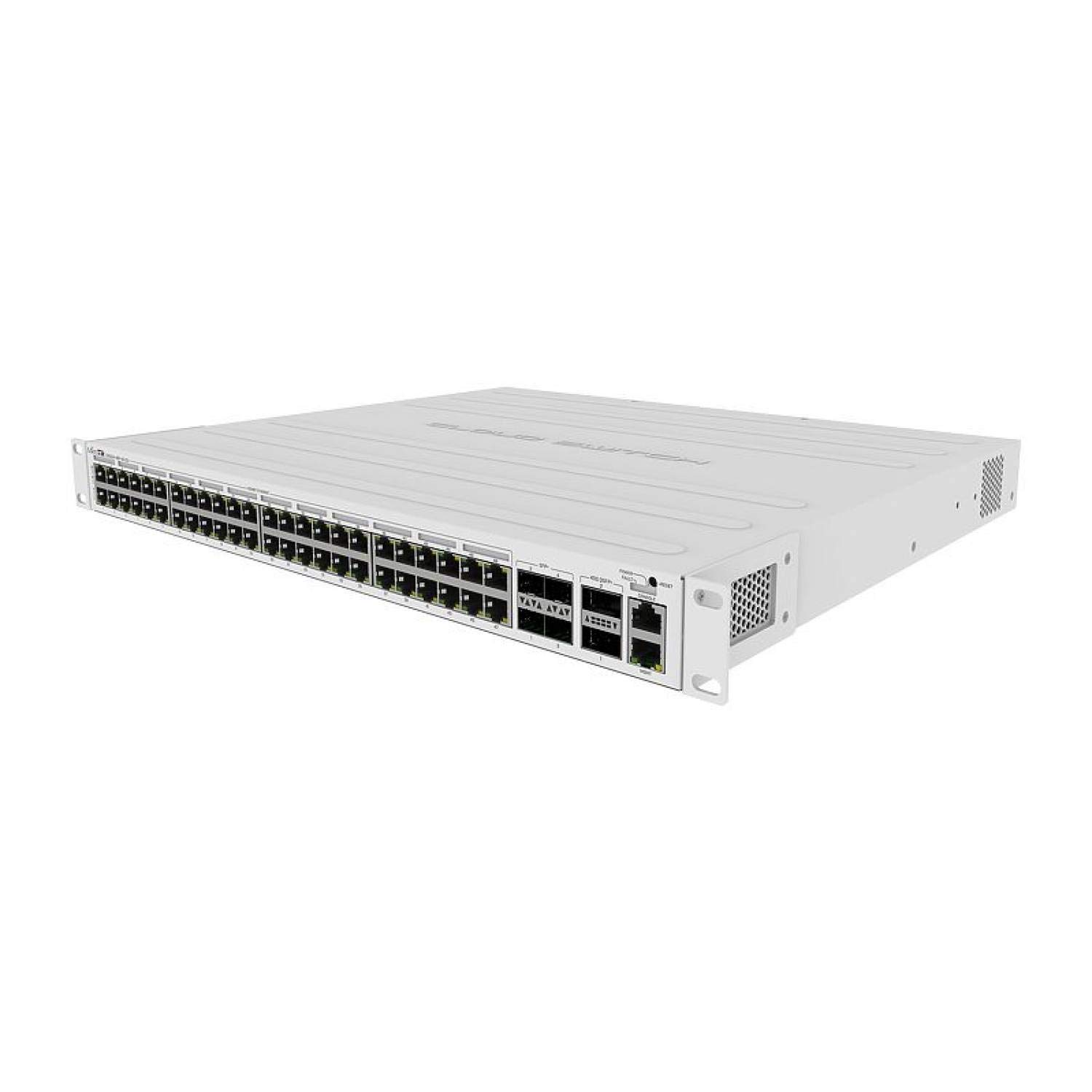 Mikrotik CRS354-48P-4S+2Q+RM 24 port Gigabit Ethernet router/switch with four 10Gbps SFP+ ports in 1U rackmount case