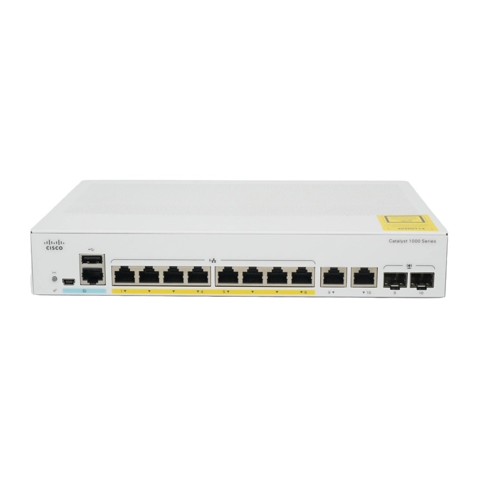 8x 10/100/1000 Ethernet PoE+ ports and 67W PoE budget, 2x 1G SFP and RJ-45 combo uplinks