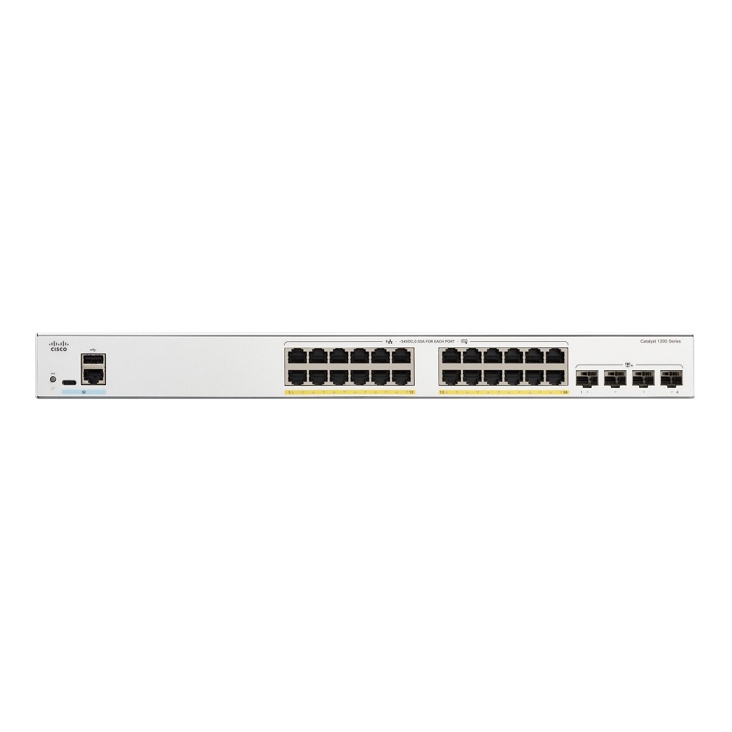 Cisco catalyst C1200-24FP, 24 ports gigabit POE+ 375W + 4 x 10G SFP uplink ports switch