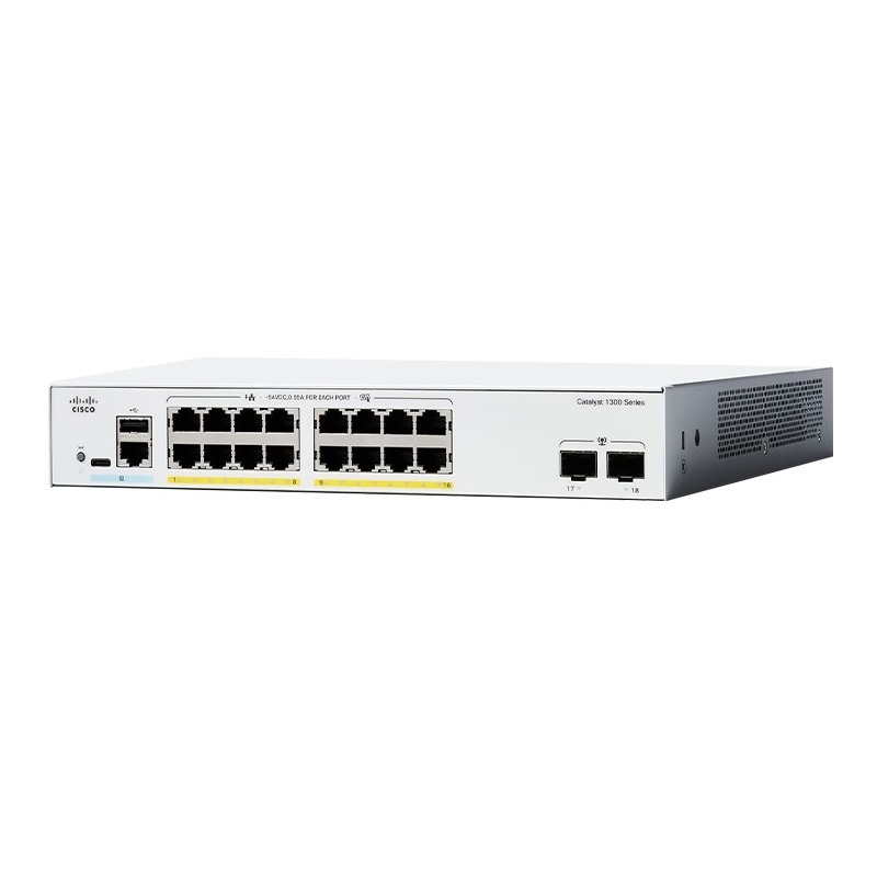 Cisco catalyst C1300-16P, 16 ports gigabit POE+ 120W + 2 x 1G SFP uplink ports switch