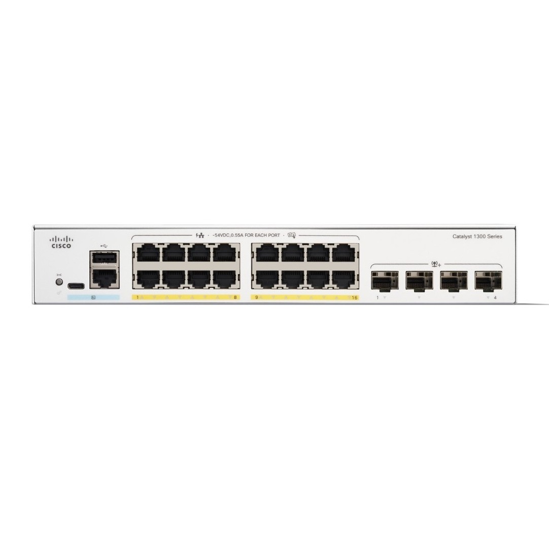 Cisco catalyst C1300-16P, 16 ports gigabit POE+ 120W + 4 x 10G SFP uplink ports switch