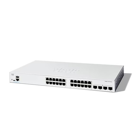 Cisco catalyst C1300X-24T-4X, 24 ports gigabit + 4 x 10G SFP28 (10G Uplink, 25G available for stacking only)