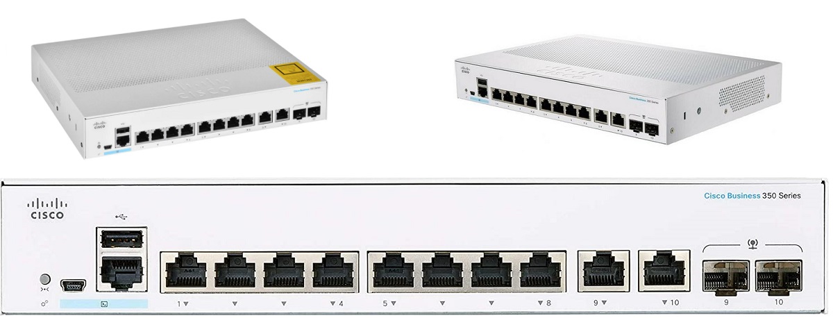 Cisco CBS350 8 ports Gigabit Switch with 2 copper/SFP combo 