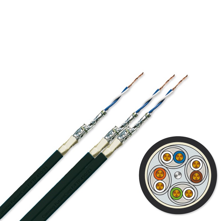 Copper Datacom F/FTP 550/23, Outdoor, Category 6A, PE, Fca  4P, Black