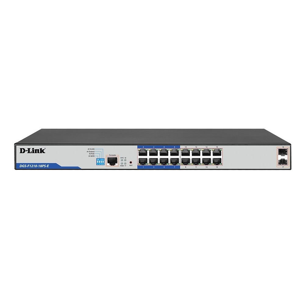 DLINK  DGS F 121018PSE 16 port gigabyte poe switch with 2 port sfp 
