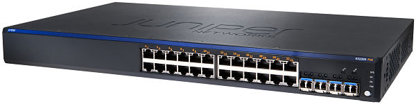 EX 2200, 24-port 10/100/1000BaseT (24-ports PoE+) with 4 SFP uplink ports
