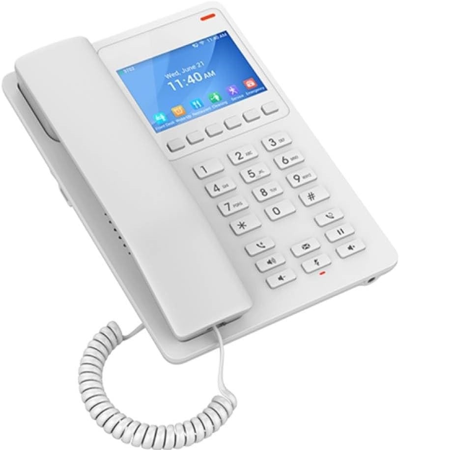 Grandstream GHP630W Desktop Hotel Phone, 3.5in Color LCD, PoE, Dual-Band WiFi 6, White