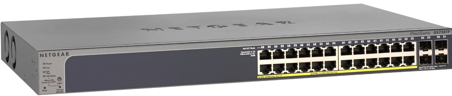 NETGEAR GS728TP, 24-Port Gigabit PoE+ 192W + 4 x 1G SFP Uplink, Smart Switch with Cloud Management