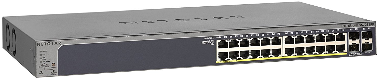 NETGEAR GS728TPP, 24-Port Gigabit PoE+ 384W + 4 x 1G SFP Uplink , Smart Switch with Cloud Management