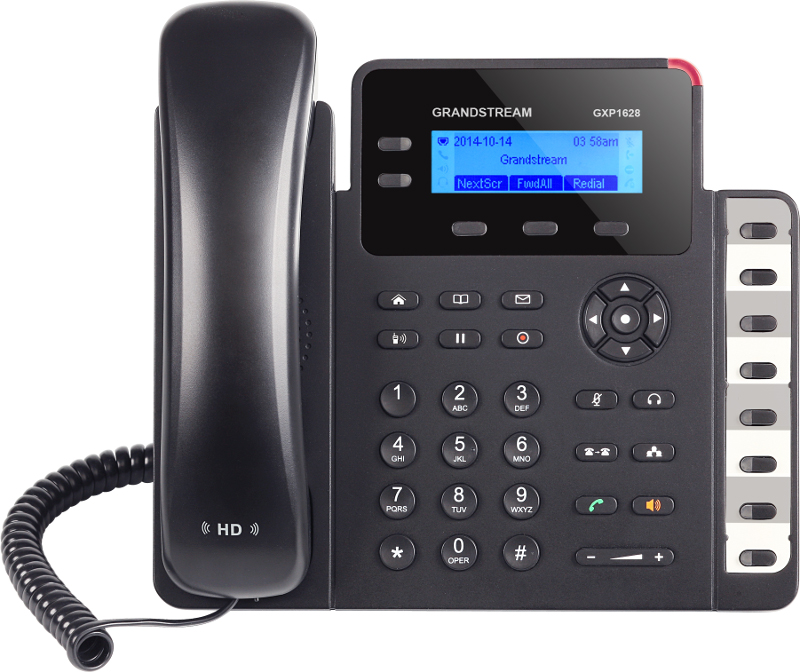 GXP1628 HD IP Phone, 132x48 backlit LCD, VoIP, QoS, PoE, RJ45, 10/100/1000 Mbps, 2 SIP