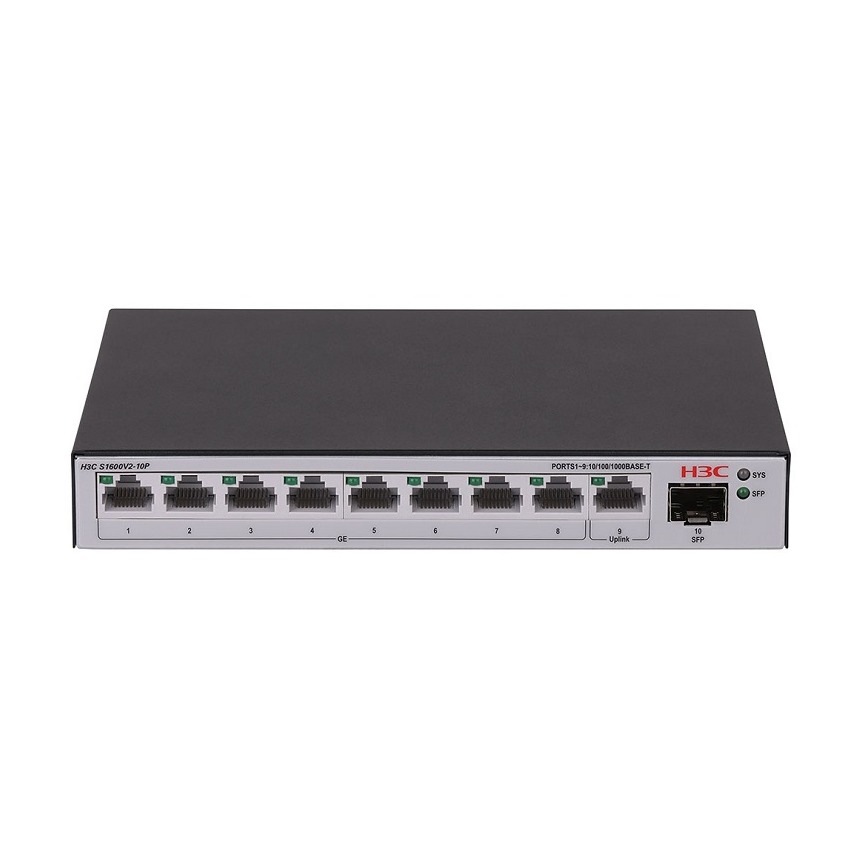 H3C S1600V2-10P (9801A67P) 9 Port Giga with 1 x 1G SFP port Layer 2 Cloud Smart Managed Switch