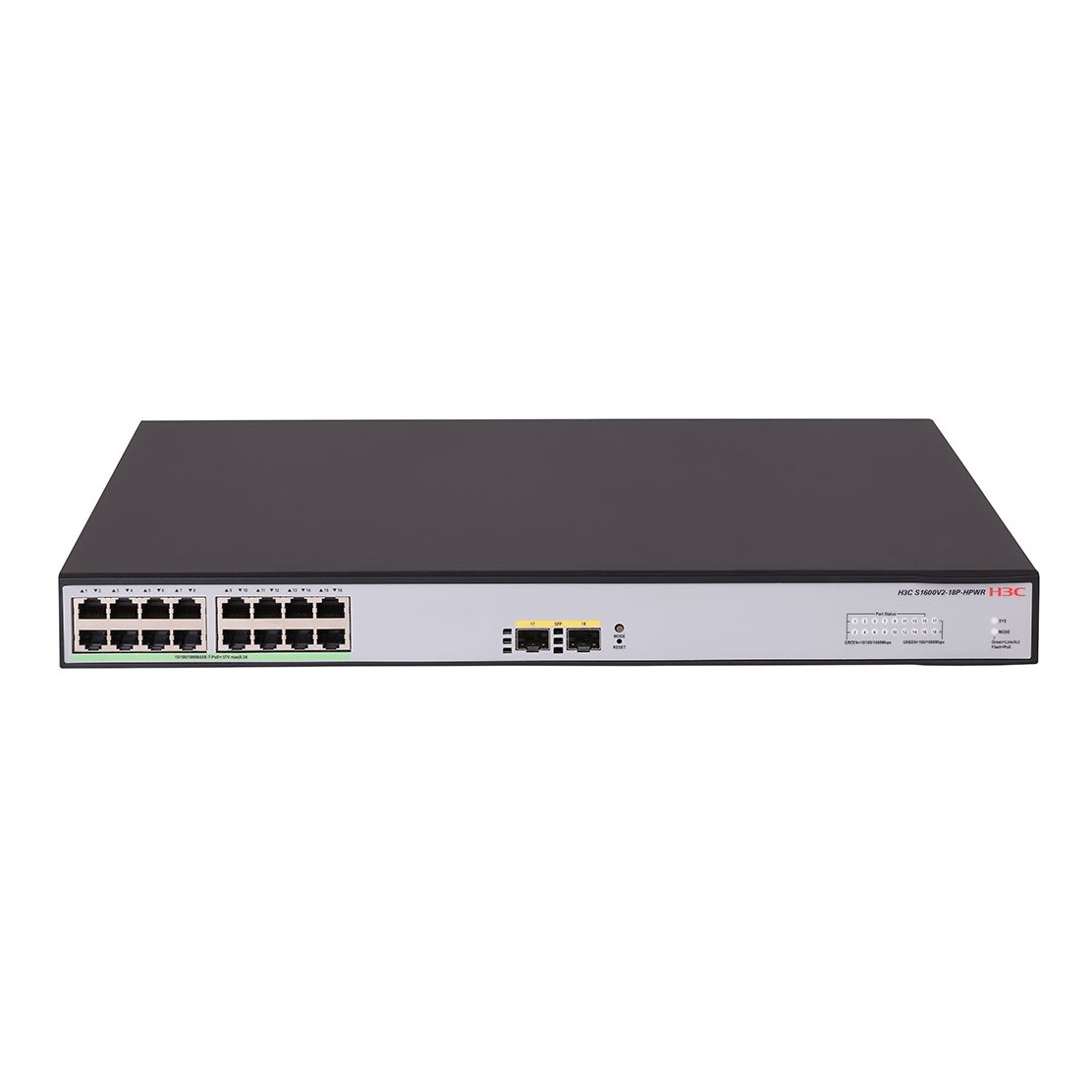 H3C S1600V2-18P-HPWR (9801A67U) 16 Port Giga PoE+  with 2 x 1G SFP port Layer 2 Cloud Smart Managed Switch