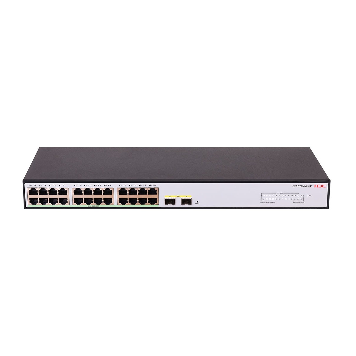 H3C S1600V2-26S (9801A67X) 24 Port Giga with 2 x 10G SFP port Layer 2 Cloud Smart Managed Switch