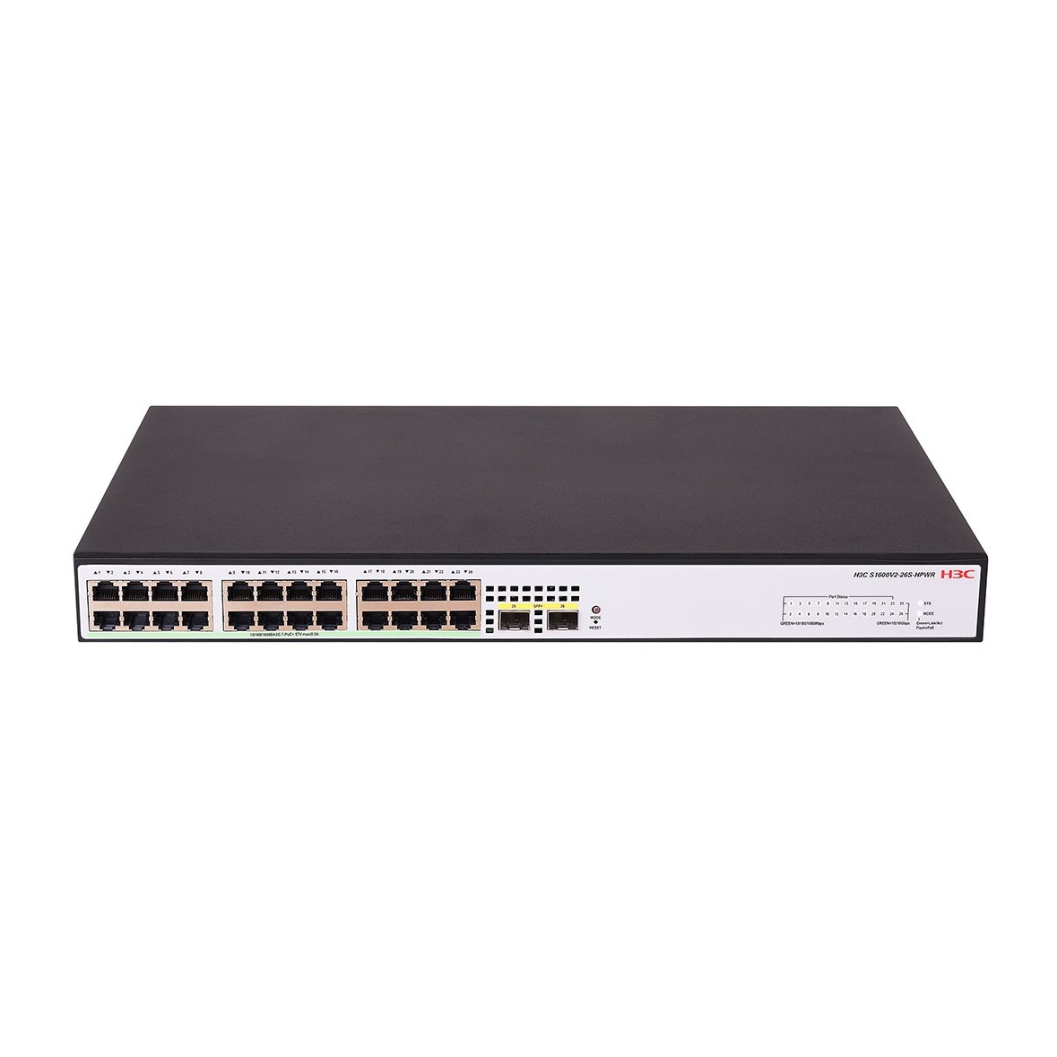 H3C S1600V2-26S-HPWR (9801A67Y)  24 Port Giga PoE+  with 2 x 10G SFP port Layer 2 Cloud Smart Managed Switch