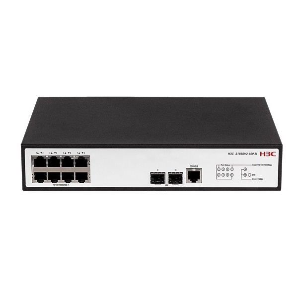 H3C S1850V2-10P-EI L2 Ethernet Switch with 8*10/100/1000BASE-T Ports and 2*1000BASE-X SFP Ports,(AC)