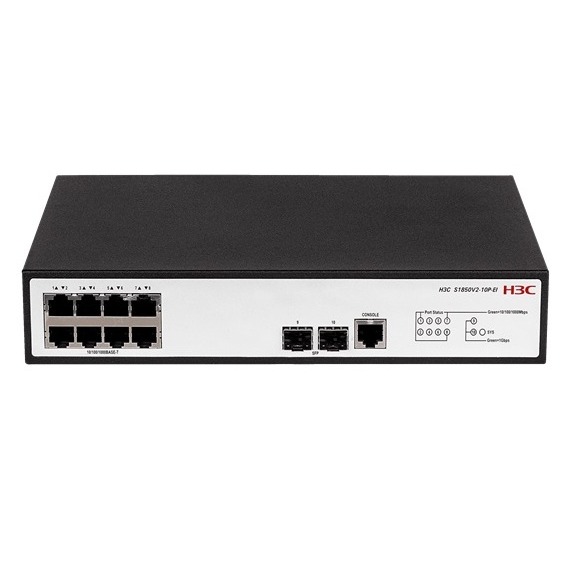 H3C S1850V2-10P-HPWR-EI , 8 Ports Giga POE+ 125W with 2 x 1G SFP port Layer 2 Cloud Managed Switch