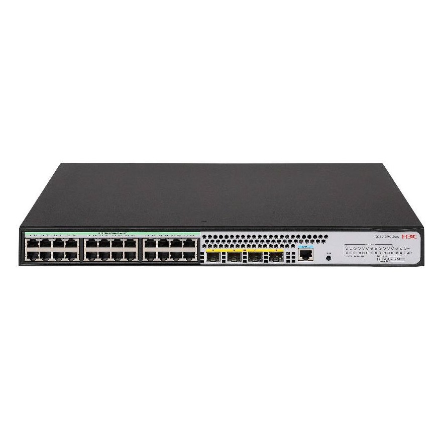 H3C S1850V2-28X-HPWR L2 Ethernet Switch with 24*10/100/1000BASE-T PoE+ Ports (AC 370W) and 4*1G/10G BASE-X SFP Plus Ports,(AC)