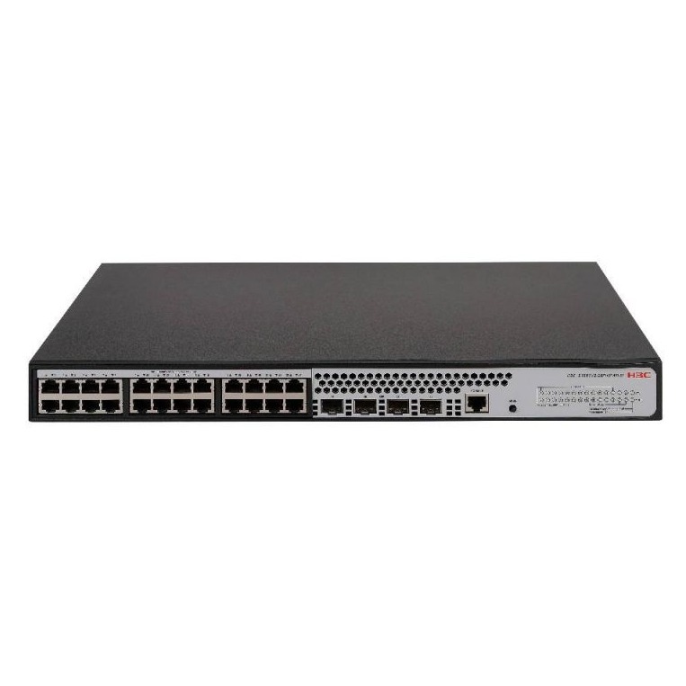 H3C S1850V2-28P-HPWR-EI L2 Ethernet Switch with 24*10/100/1000BASE-T PoE+ Ports (AC 370W) and 4*1000BASE-X SFP Ports,(AC)
