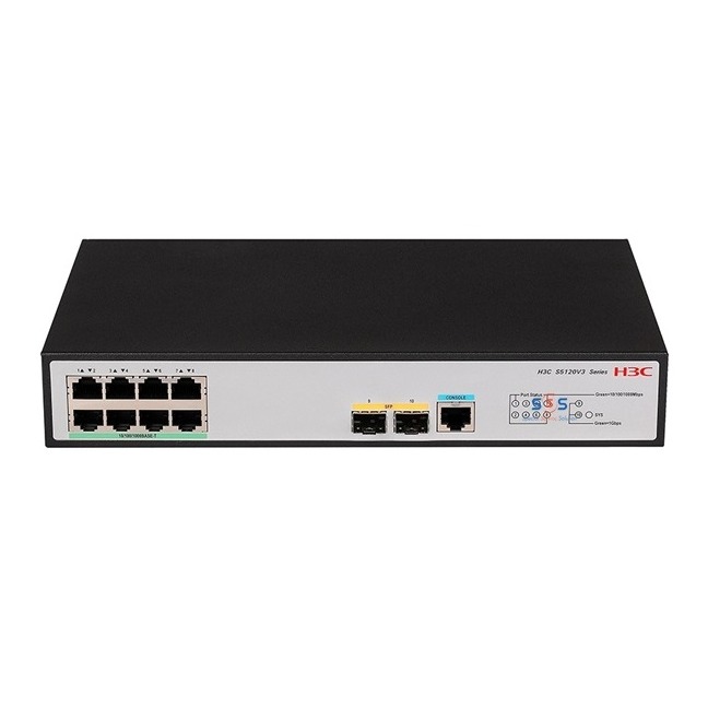 H3C S5120V3-10P-PWR-LI L2 Ethernet Switch with 8*10/100/1000BASE-T PoE+ Ports (AC 125W) and 2*1000BASE-X SFP Ports,(AC)
