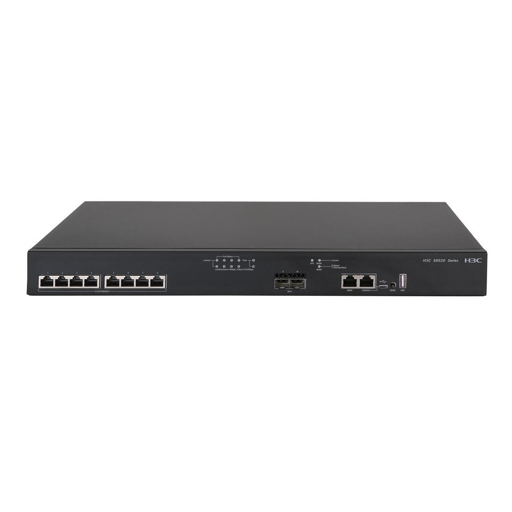 H3C S6520X-10XT-SI L3 Ethernet Switch with 8*1G/2.5G/5G/10GBase-T Ports and 2*1G/10GBase-X SFP Plus Ports,(AC)