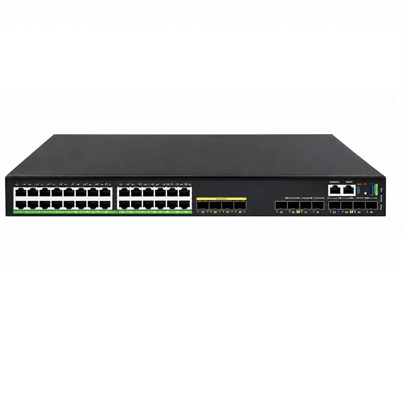 28 x 10/100/1000BASE-T ports (PoE+), 4 x 100/1000BASE-X SFP Combo ports, 8 x 10G/1G BASE-X SFP+ ports,