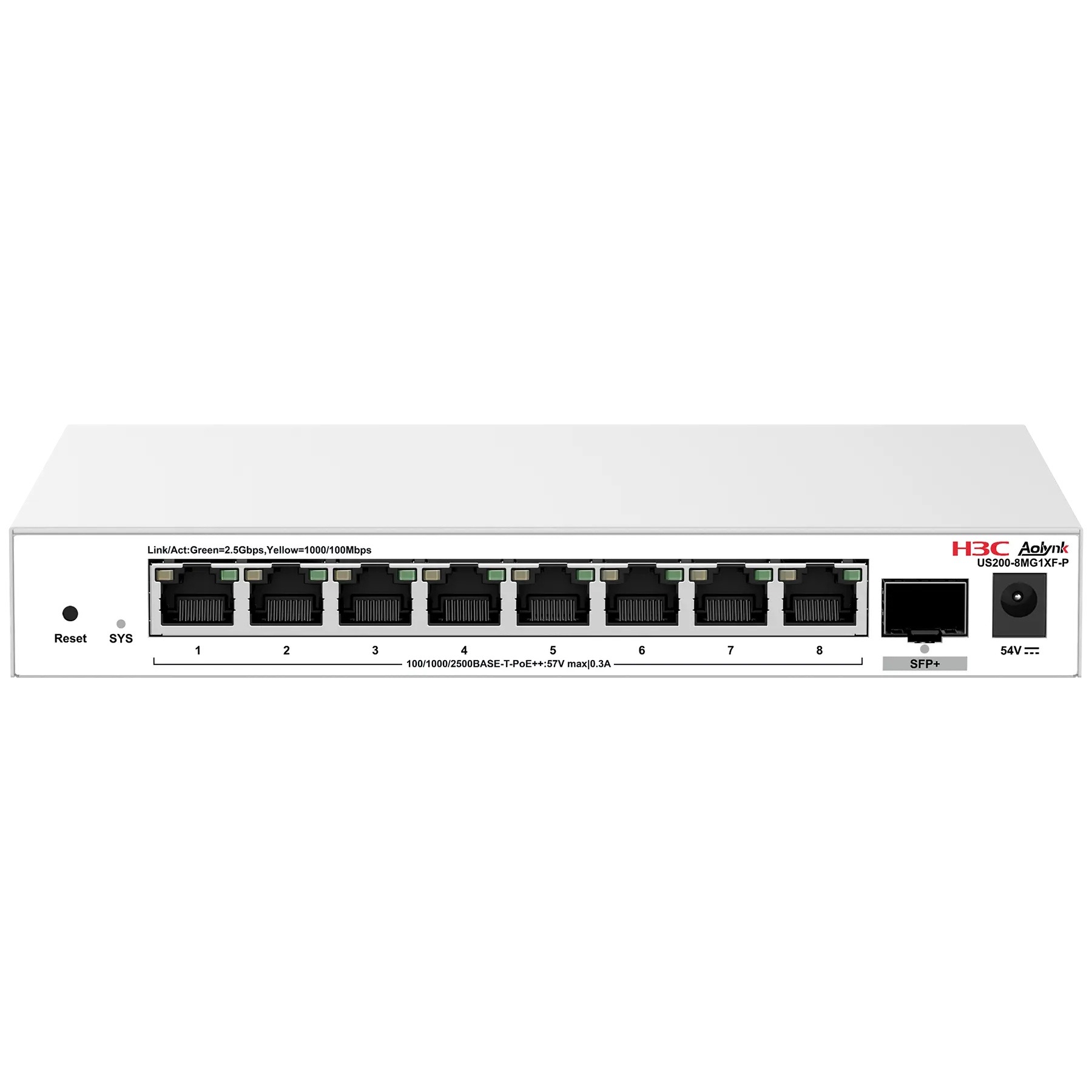 H3C Aolynk US200-8MG1XF-P, 8 Port 2.5G PoE++ 135W with 1 x 10G SFP+ Uplink, Cloud Managed Switch