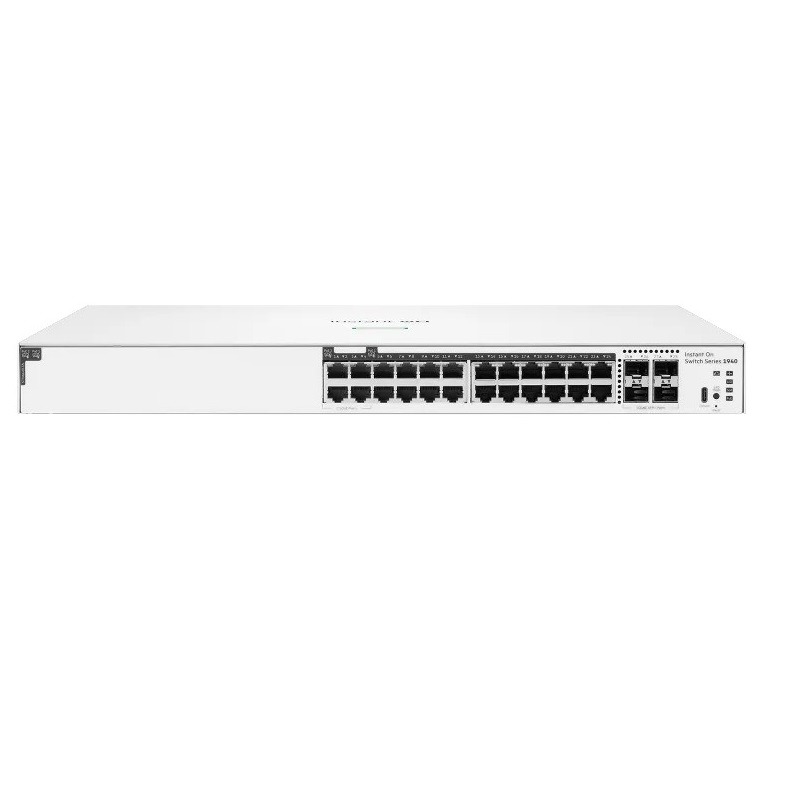 HPE Networking Instant On S4A32A, 1940 Series 4 Port 2.5G + 20 Port Giga POE+ 370W with 4 x 10G SFP+ Uplink Port Switch