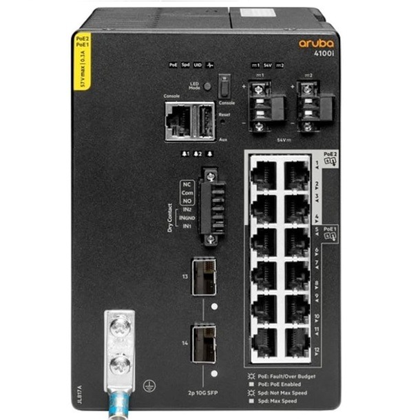 HPE Aruba Networking CX 4100i 12p 1GbE 8p Class4 PoE and 4p Class6 PoE 2p SFP+ DIN Mount Switch