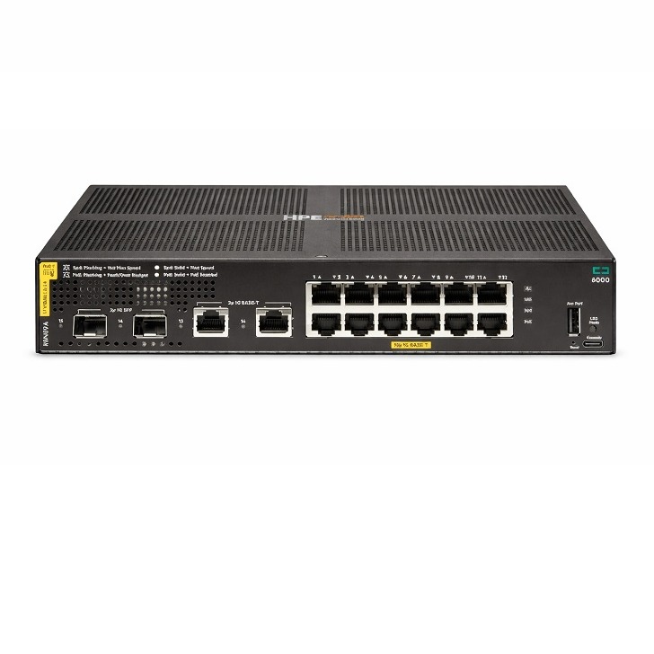 HPE Aruba Networking CX 6000 12p 10M/100M/1G Class4 PoE 2p SFP 1G 139W Switch