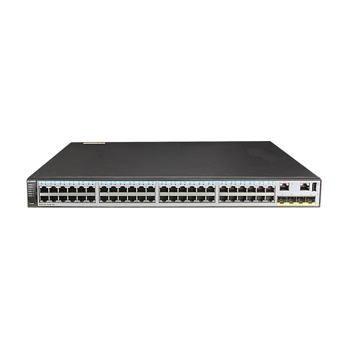 Huawei S5720-52X-SI-AC switch supports 48 10/100/1000BASE-T ports, 4 10GE SFP+ ports