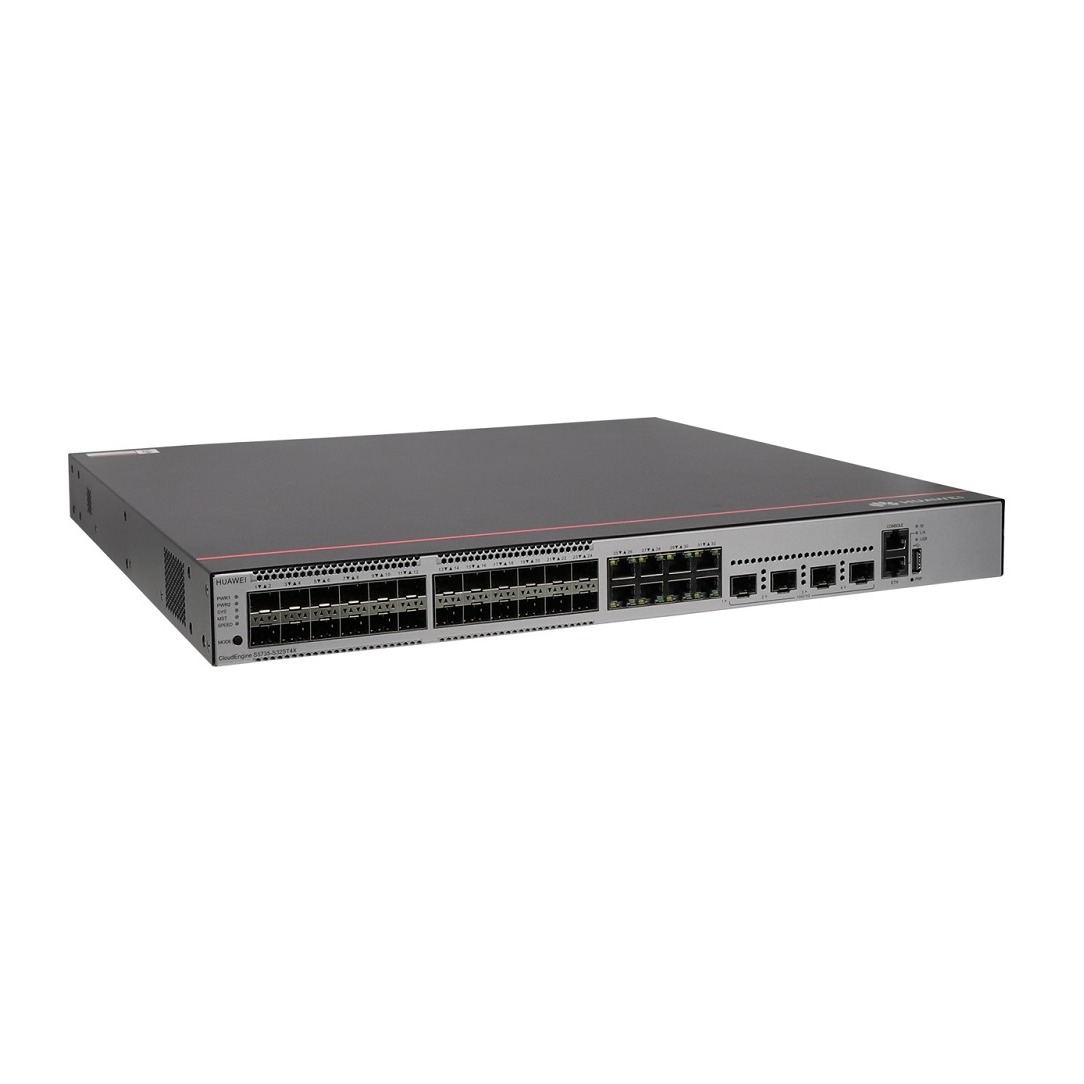 S5735-S32ST4X (24*GE SFP ports, 8*10/100/1000BASE-T ports, 4*10GE SFP+ ports, without power module).