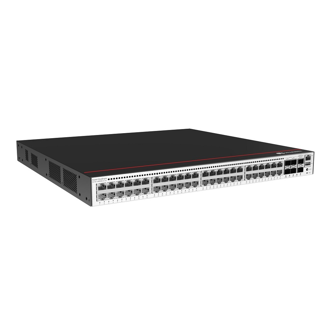 48*10/100/1000BASE-T ports, 4*10GE SFP+ ports, 2*12GE stack ports, PoE+, 1*AC power