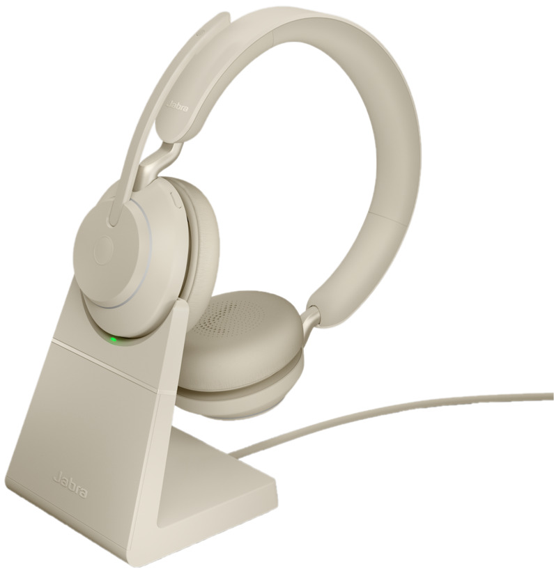 Jabra Evolve2 65 Link 380a UC Stereo Headset w Desk Stand - Beige
