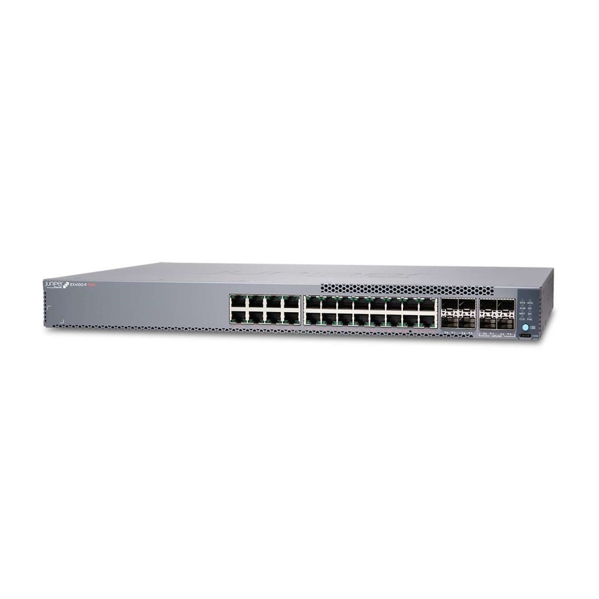 EX4100 24-Port 10/100/1000BaseT PoE+, 4x 10G SFP+ Uplink ports, 4x 25G SFP28 Stacking/Uplink ports, redundant fans,